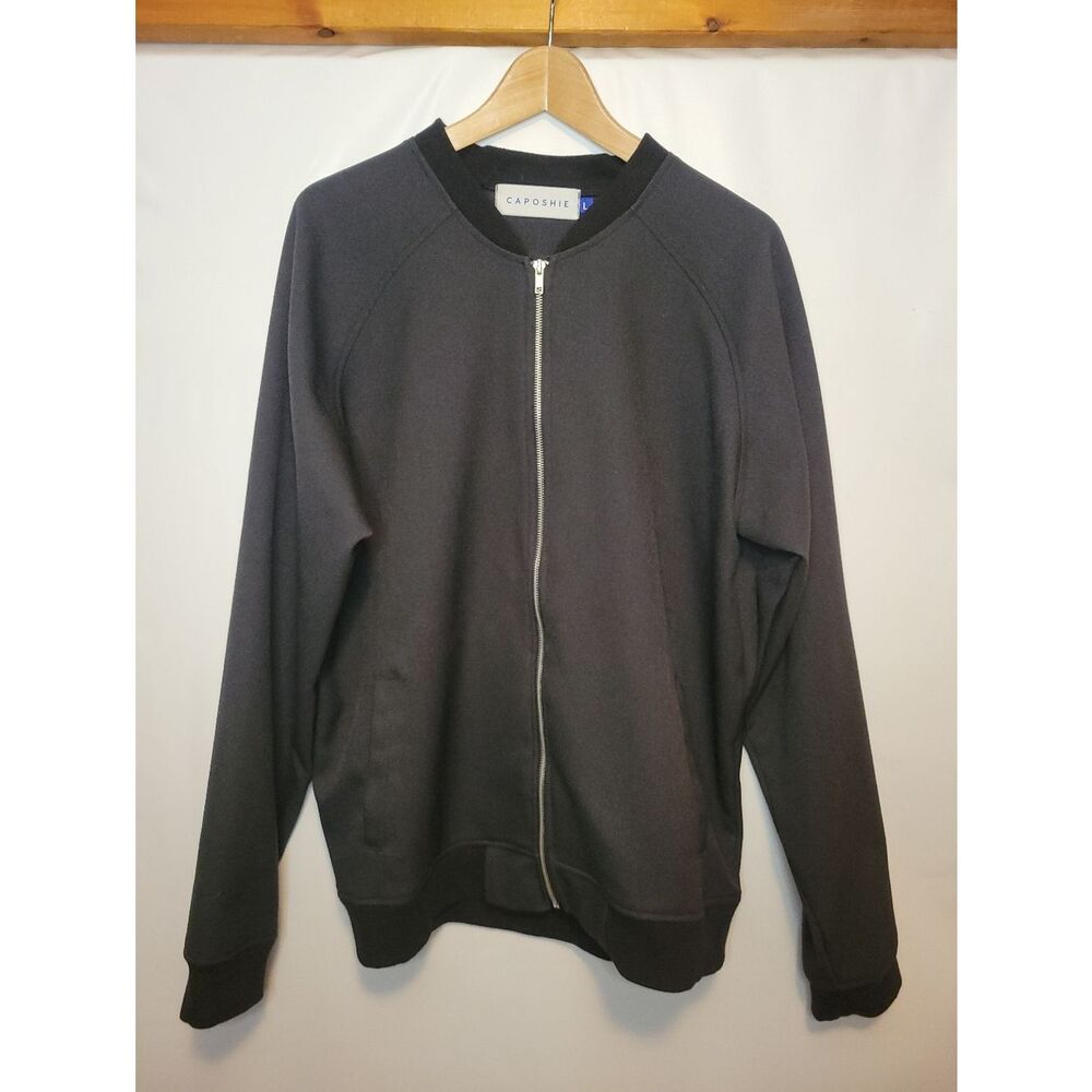Caposhie Men's Black Full-Zip Varsity Jacket